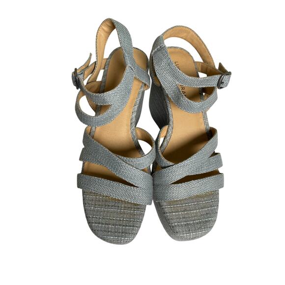 Lucky Brand Women's Carlisha Light Blue Platform Tweed Wedges Shoes Size 10M - Picture 1 of 7